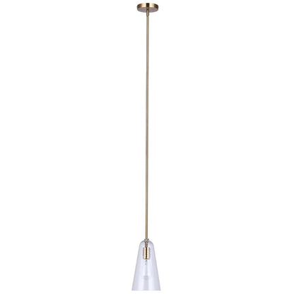 Canarm Luisa 5.88in 1-Light Pendant | Mid-Century Gold and Textured Glass | Dining Room & Kitchen Island | 5.88 x 5.88 x 19 in | Model IPL1144A01GD