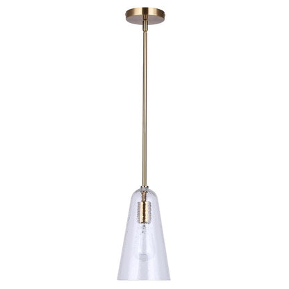 Canarm Luisa 5.88in 1-Light Pendant | Mid-Century Gold and Textured Glass | Dining Room & Kitchen Island | 5.88 x 5.88 x 19 in | Model IPL1144A01GD