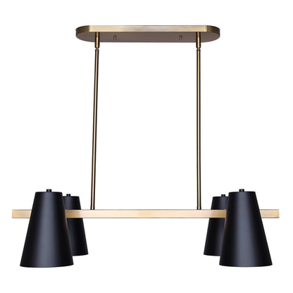 Canarm Harken 18in 4-Light Pendant | Mid-Century Matte Black and Gold Metal | Kitchen Island & Dining Room | Model IPL1145A04BKG