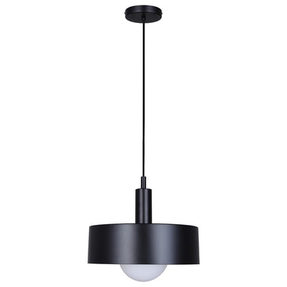 Canarm Daylon 12in 1-Light Pendant | Mid-Century Matte Black and Opal Glass | Kitchen Island & Dining Room | Model IPL1150A01BK