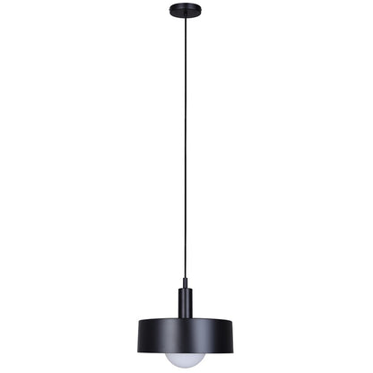 Canarm Daylon 12in 1-Light Pendant | Mid-Century Matte Black and Opal Glass | Kitchen Island & Dining Room | Model IPL1150A01BK