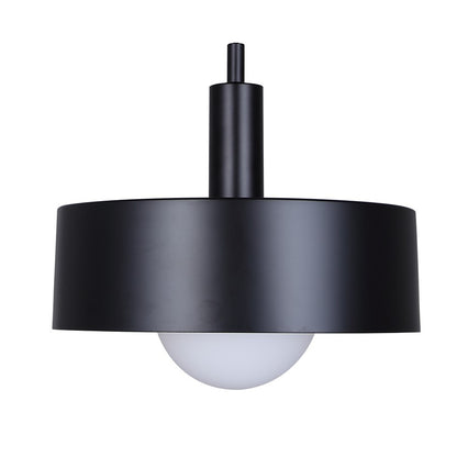 Canarm Daylon 12in 1-Light Pendant | Mid-Century Matte Black and Opal Glass | Kitchen Island & Dining Room | Model IPL1150A01BK