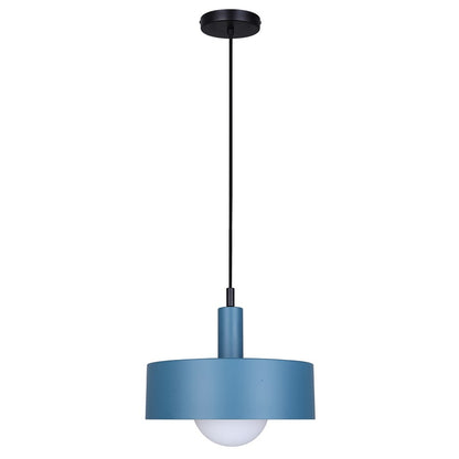 Canarm Daylon 12in 1-Light Pendant | Mid-Century Matte Blue and Opal Glass | Kitchen Island & Dining Room | Model IPL1150A01BKB