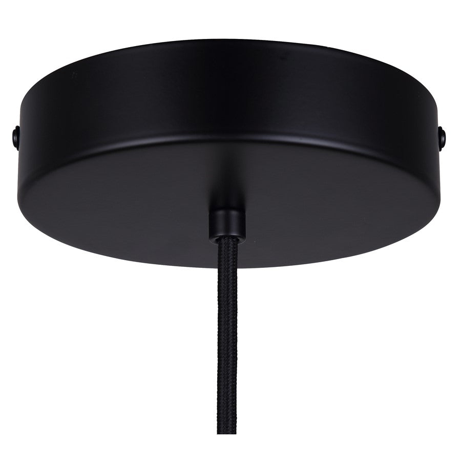 Canarm Daylon 12in 1-Light Pendant | Mid-Century Matte Blue and Opal Glass | Kitchen Island & Dining Room | Model IPL1150A01BKB
