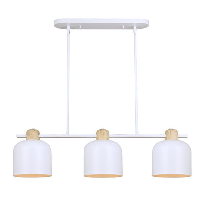Canarm Caleb 32in 3-Light Pendant | Modern Matte White and Wood Accents | Kitchen Island & Dining Room | 32 x 7 x 16.5 in | Model IPL1152A03WHW