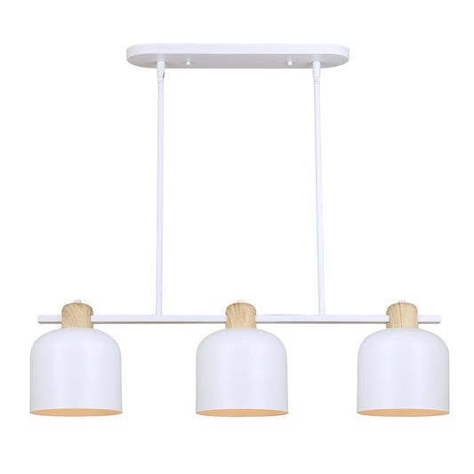 Canarm Caleb 32in 3-Light Pendant | Modern Matte White and Wood Accents | Kitchen Island & Dining Room | 32 x 7 x 16.5 in | Model IPL1152A03WHW
