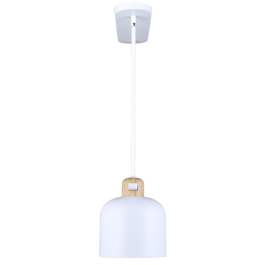 Canarm Caleb 32in 3-Light Pendant | Modern Matte White and Wood Accents | Kitchen Island & Dining Room | 32 x 7 x 16.5 in | Model IPL1152A03WHW