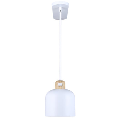 Canarm Caleb 32in 3-Light Pendant | Modern Matte White and Wood Accents | Kitchen Island & Dining Room | 32 x 7 x 16.5 in | Model IPL1152A03WHW