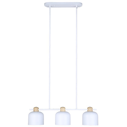 Canarm Caleb 32in 3-Light Pendant | Modern Matte White and Wood Accents | Kitchen Island & Dining Room | 32 x 7 x 16.5 in | Model IPL1152A03WHW