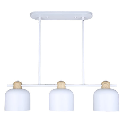 Canarm Caleb 32in 3-Light Pendant | Modern Matte White and Wood Accents | Kitchen Island & Dining Room | 32 x 7 x 16.5 in | Model IPL1152A03WHW