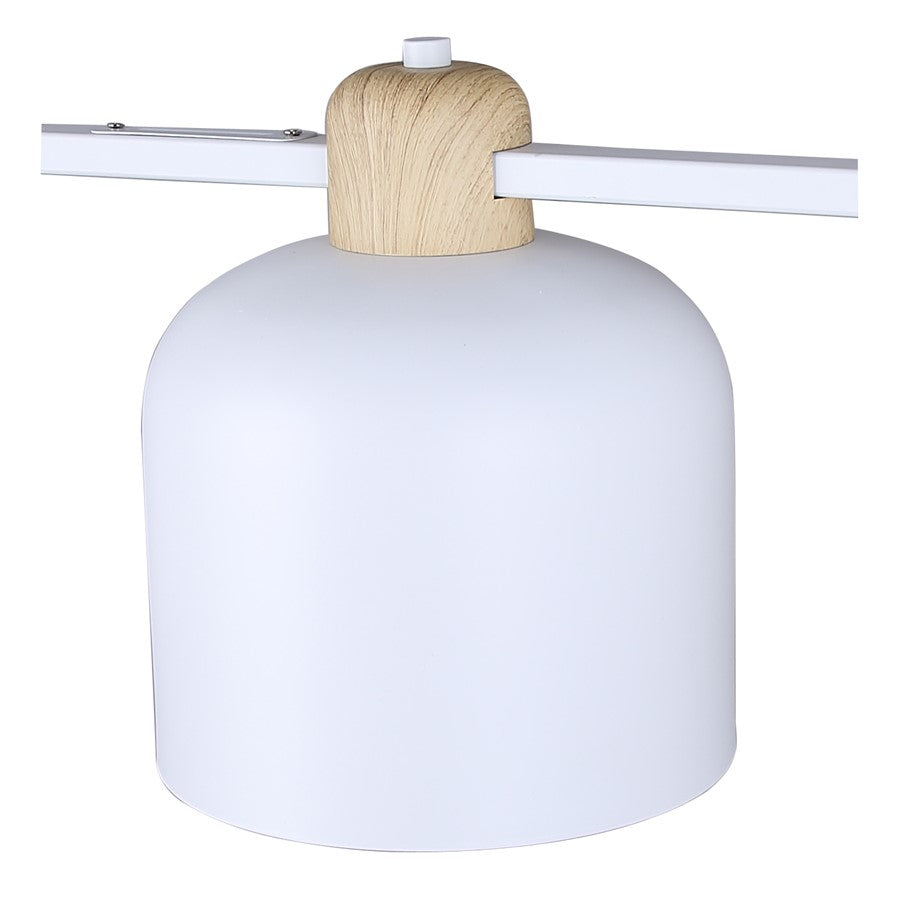 Canarm Caleb 32in 3-Light Pendant | Modern Matte White and Wood Accents | Kitchen Island & Dining Room | 32 x 7 x 16.5 in | Model IPL1152A03WHW
