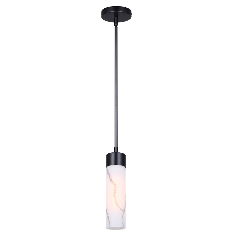 Canarm Kristella 4.75in 1-Light Pendant | Matte Black and Grey Marbled Glass | Kitchen Island & Dining Room | Model IPL1153A01BK