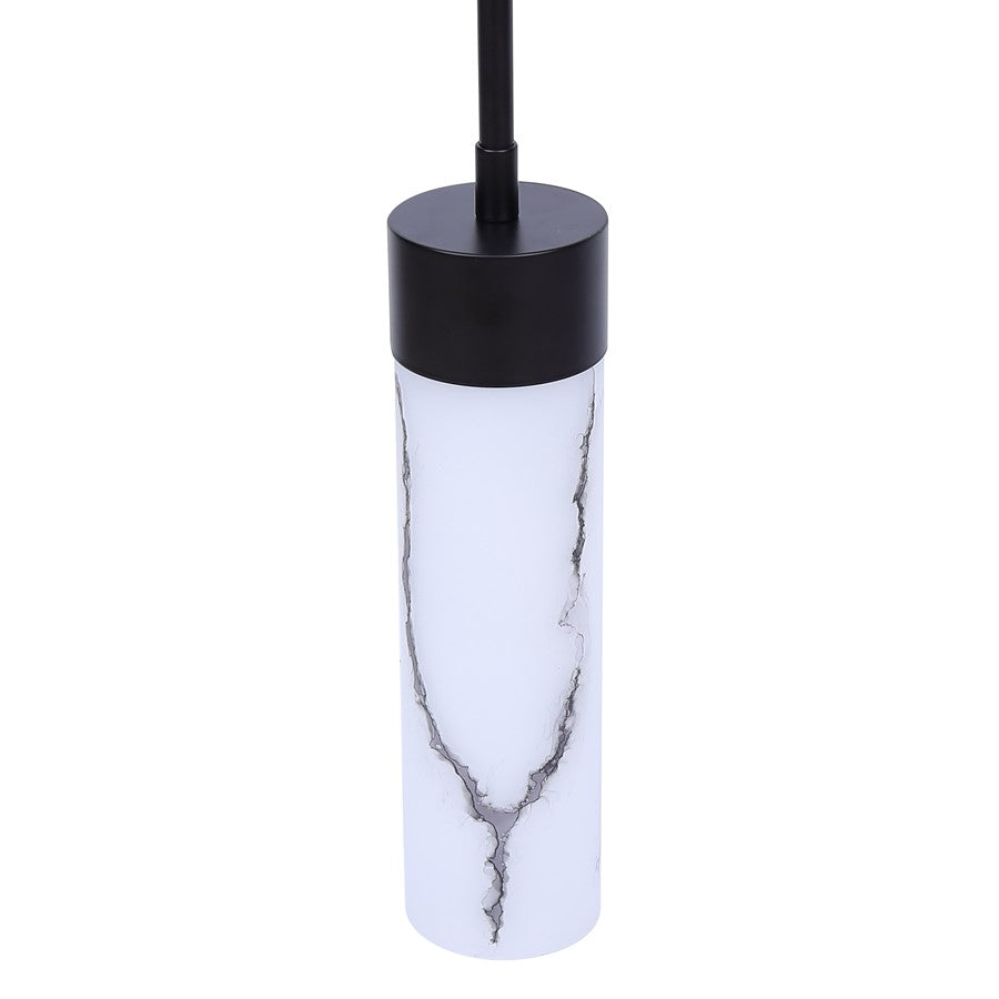 Canarm Kristella 4.75in 1-Light Pendant | Matte Black and Grey Marbled Glass | Kitchen Island & Dining Room | Model IPL1153A01BK