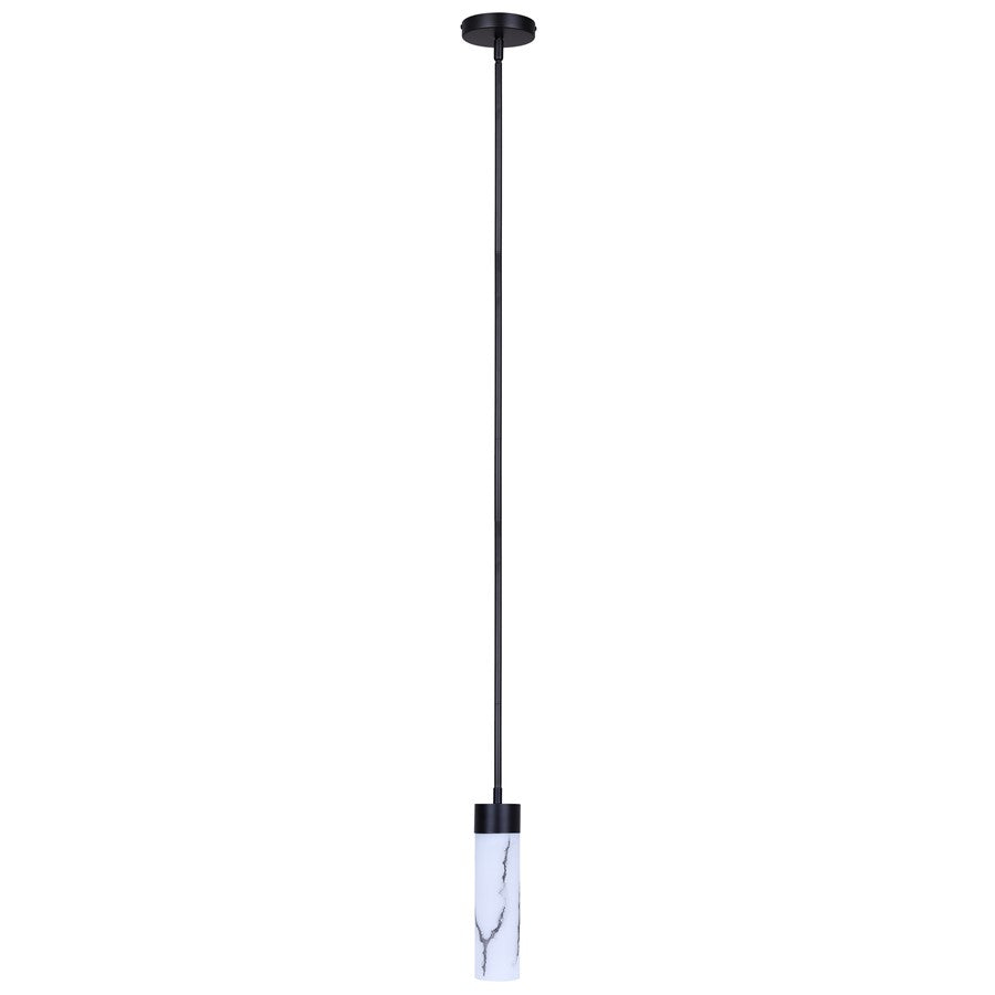 Canarm Kristella 4.75in 1-Light Pendant | Matte Black and Grey Marbled Glass | Kitchen Island & Dining Room | Model IPL1153A01BK