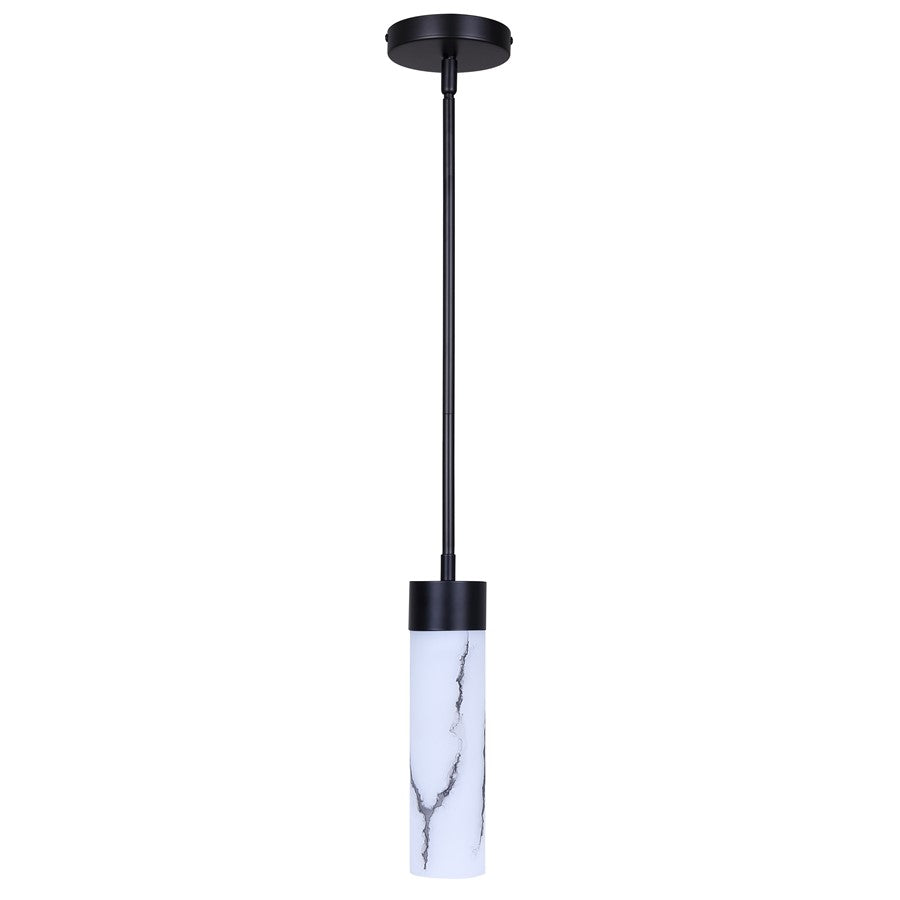 Canarm Kristella 4.75in 1-Light Pendant | Matte Black and Grey Marbled Glass | Kitchen Island & Dining Room | Model IPL1153A01BK