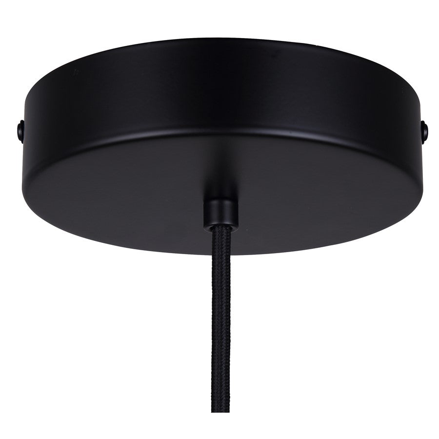 Canarm Kinslea 4.75in 1-Light Pendant | Matte Black and Clear Ribbed Glass | Kitchen Island & Dining Room | Model IPL1165A01BK-CR