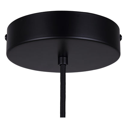 Canarm Kinslea 4.75in 1-Light Pendant | Matte Black and Clear Ribbed Glass | Kitchen Island & Dining Room | Model IPL1165A01BK-CR