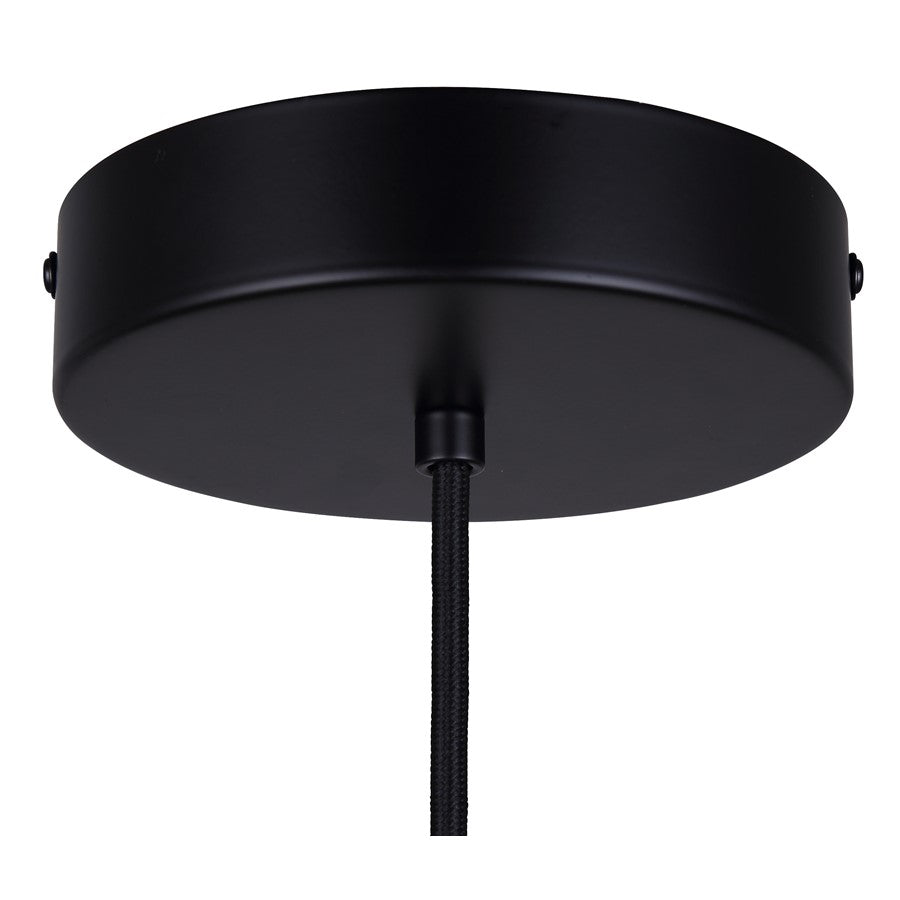 Canarm Kinslea 4.75in 1-Light Pendant | Matte Black and Frosted Ribbed Glass | Kitchen Island & Dining Room | Model IPL1165A01BK-FR
