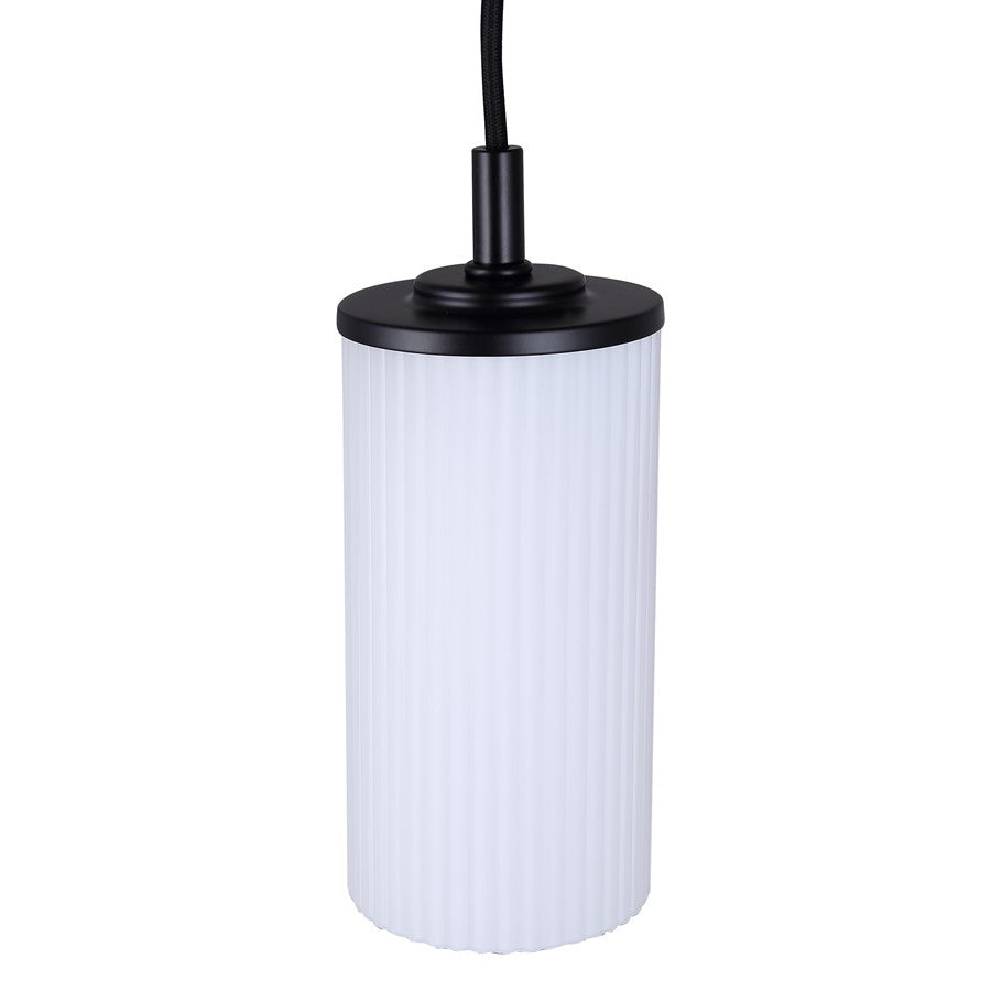 Canarm Kinslea 4.75in 1-Light Pendant | Matte Black and Frosted Ribbed Glass | Kitchen Island & Dining Room | Model IPL1165A01BK-FR