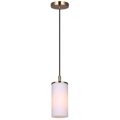 Canarm Kinslea 4.75in 1-Light Pendant | Gold and Frosted Ribbed Glass | Kitchen Island & Dining Room | 4.75 x 4.75 x 11.75 in | Model IPL1165A01GD