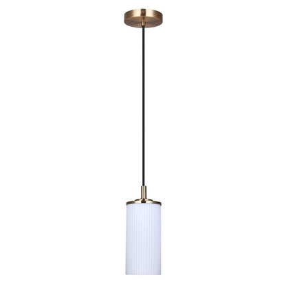 Canarm Kinslea 4.75in 1-Light Pendant | Gold and Frosted Ribbed Glass | Kitchen Island & Dining Room | 4.75 x 4.75 x 11.75 in | Model IPL1165A01GD
