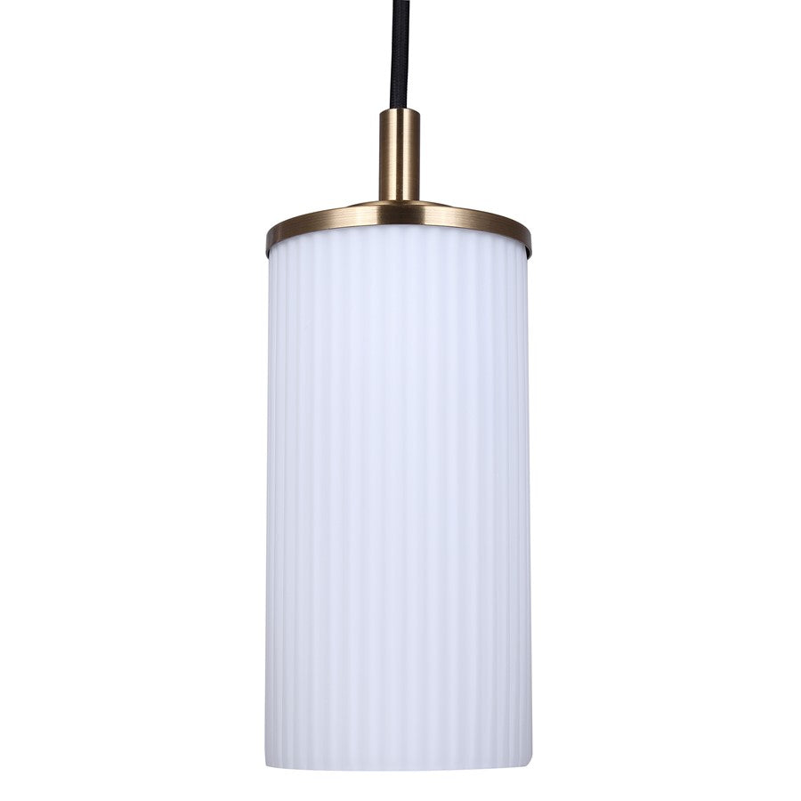 Canarm Kinslea 4.75in 1-Light Pendant | Gold and Frosted Ribbed Glass | Kitchen Island & Dining Room | 4.75 x 4.75 x 11.75 in | Model IPL1165A01GD