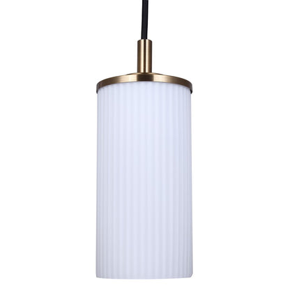 Canarm Kinslea 4.75in 1-Light Pendant | Gold and Frosted Ribbed Glass | Kitchen Island & Dining Room | 4.75 x 4.75 x 11.75 in | Model IPL1165A01GD