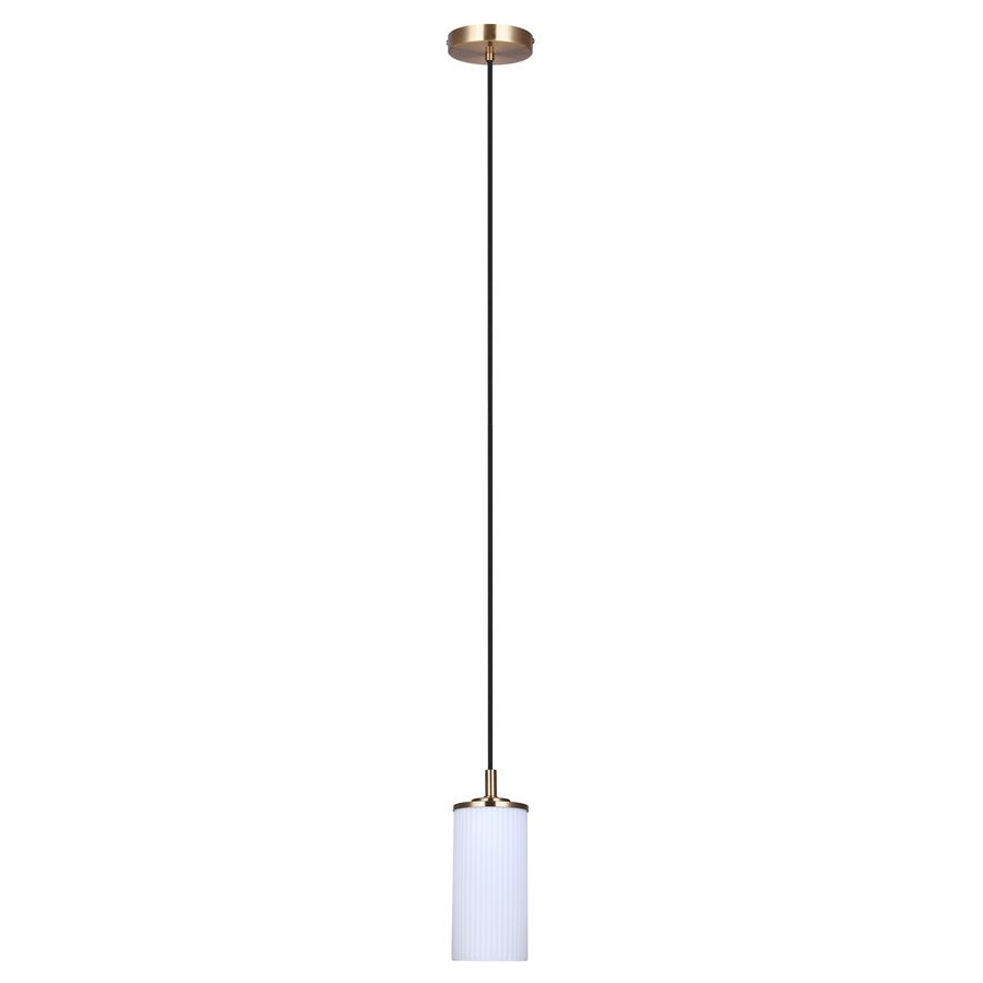Canarm Kinslea 4.75in 1-Light Pendant | Gold and Frosted Ribbed Glass | Kitchen Island & Dining Room | 4.75 x 4.75 x 11.75 in | Model IPL1165A01GD