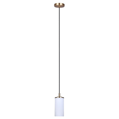 Canarm Kinslea 4.75in 1-Light Pendant | Gold and Frosted Ribbed Glass | Kitchen Island & Dining Room | 4.75 x 4.75 x 11.75 in | Model IPL1165A01GD
