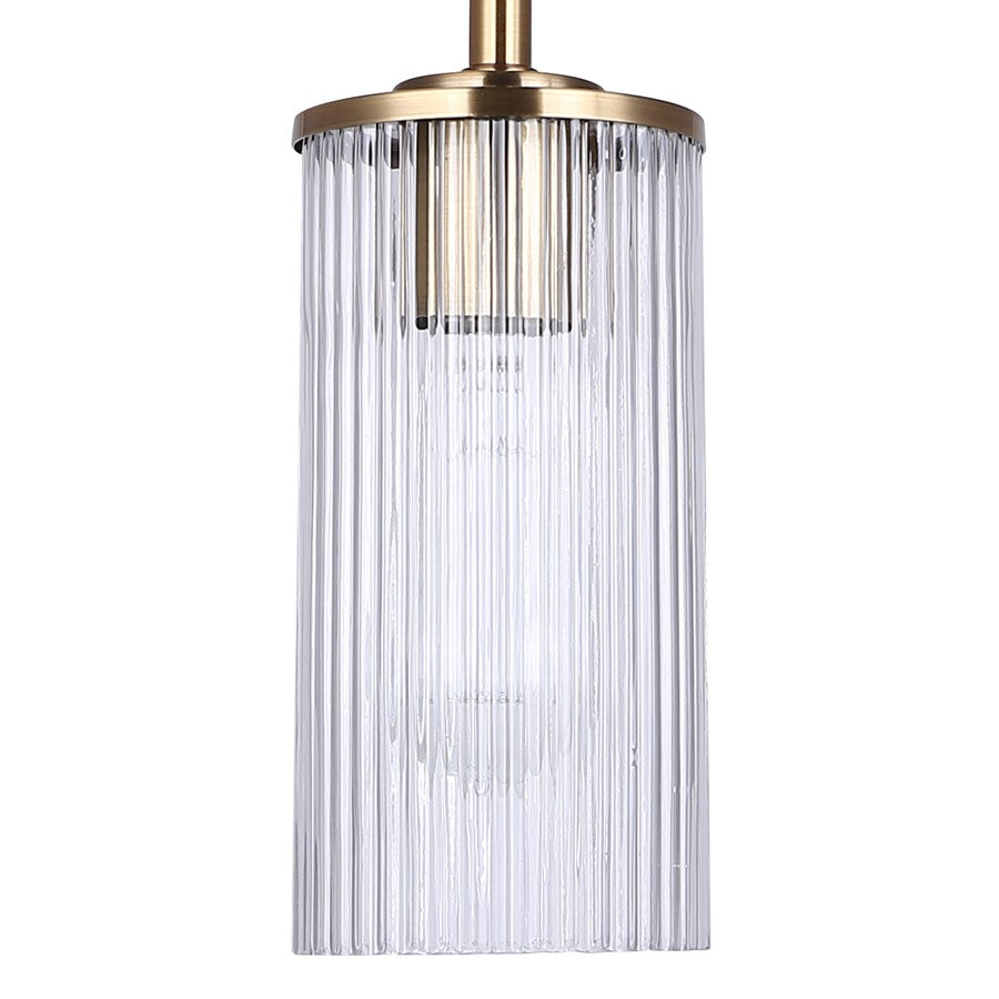 Canarm Kinslea 4.75in 1-Light Pendant | Gold and Clear Ribbed Glass | Kitchen Island & Dining Room | 4.75 x 4.75 x 11.75 in | Model IPL1165A01GD-CR
