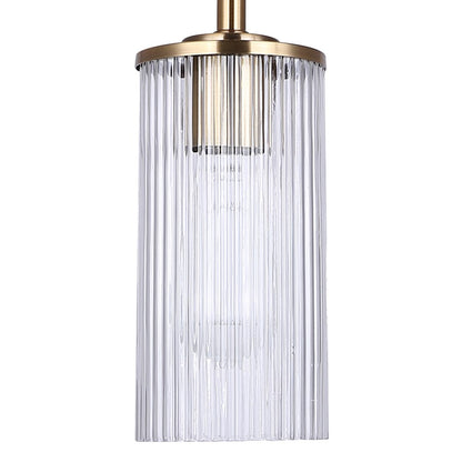 Canarm Kinslea 4.75in 1-Light Pendant | Gold and Clear Ribbed Glass | Kitchen Island & Dining Room | 4.75 x 4.75 x 11.75 in | Model IPL1165A01GD-CR