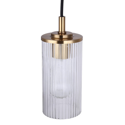 Canarm Kinslea 4.75in 1-Light Pendant | Gold and Clear Ribbed Glass | Kitchen Island & Dining Room | 4.75 x 4.75 x 11.75 in | Model IPL1165A01GD-CR
