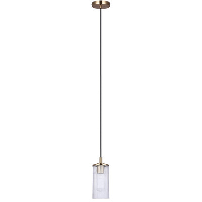 Canarm Kinslea 4.75in 1-Light Pendant | Gold and Clear Ribbed Glass | Kitchen Island & Dining Room | 4.75 x 4.75 x 11.75 in | Model IPL1165A01GD-CR