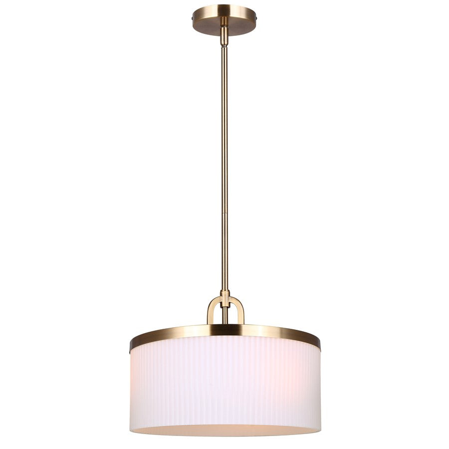 Canarm Kinslea 13.88in 3-Light Pendant | Gold and Opal Ribbed Glass | Living Room & Dining Room | 13.88 x 13.88 x 11 in | Model IPL1165A03GD14