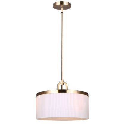 Canarm Kinslea 13.88in 3-Light Pendant | Gold and Opal Ribbed Glass | Living Room & Dining Room | 13.88 x 13.88 x 11 in | Model IPL1165A03GD14