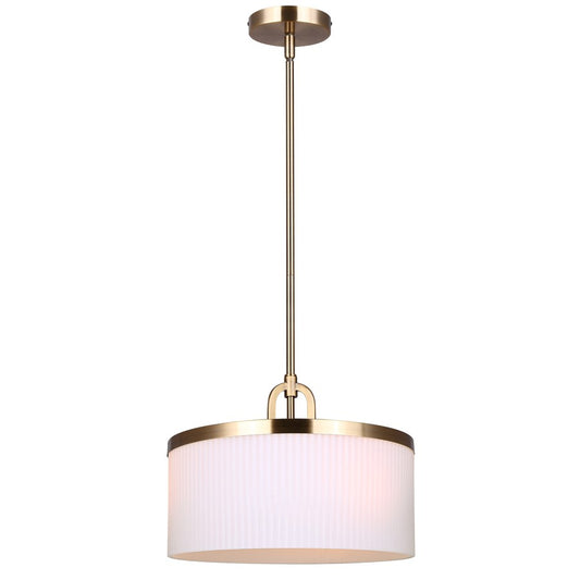 Canarm Kinslea 13.88in 3-Light Pendant | Gold and Opal Ribbed Glass | Living Room & Dining Room | 13.88 x 13.88 x 11 in | Model IPL1165A03GD14