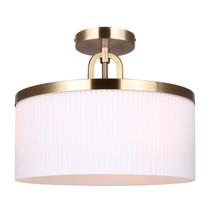 Canarm Kinslea 13.88in 3-Light Pendant | Gold and Opal Ribbed Glass | Living Room & Dining Room | 13.88 x 13.88 x 11 in | Model IPL1165A03GD14