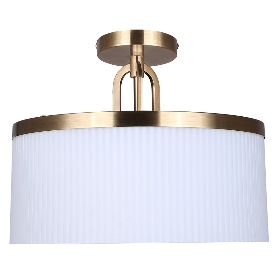 Canarm Kinslea 13.88in 3-Light Pendant | Gold and Opal Ribbed Glass | Living Room & Dining Room | 13.88 x 13.88 x 11 in | Model IPL1165A03GD14