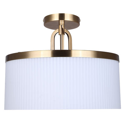 Canarm Kinslea 13.88in 3-Light Pendant | Gold and Opal Ribbed Glass | Living Room & Dining Room | 13.88 x 13.88 x 11 in | Model IPL1165A03GD14