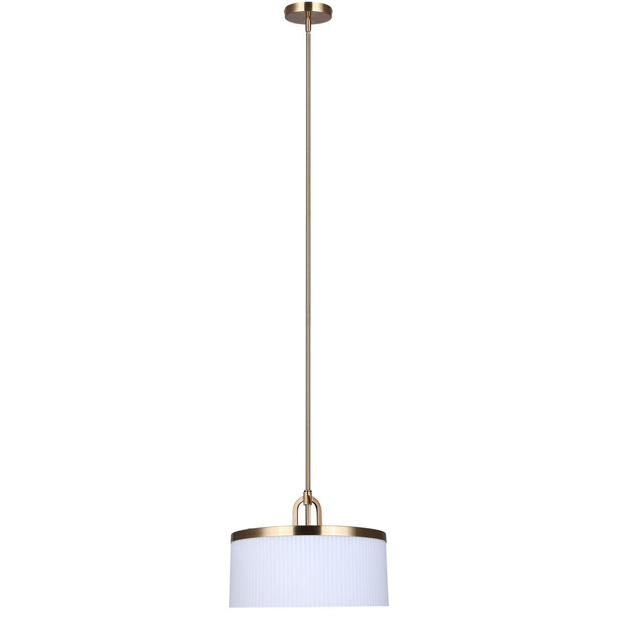 Canarm Kinslea 13.88in 3-Light Pendant | Gold and Opal Ribbed Glass | Living Room & Dining Room | 13.88 x 13.88 x 11 in | Model IPL1165A03GD14