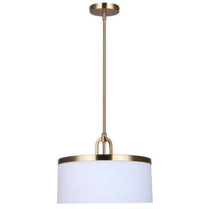 Canarm Kinslea 13.88in 3-Light Pendant | Gold and Opal Ribbed Glass | Living Room & Dining Room | 13.88 x 13.88 x 11 in | Model IPL1165A03GD14
