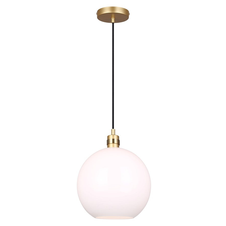 Canarm Monroe 11.75in 1-Light Pendant | Gold and Opal Glass | Kitchen Island & Entryway | 11.75 x 11.75 x 16 in | Model IPL1169A01GDP