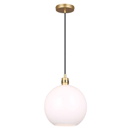 Canarm Monroe 11.75in 1-Light Pendant | Gold and Opal Glass | Kitchen Island & Entryway | 11.75 x 11.75 x 16 in | Model IPL1169A01GDP