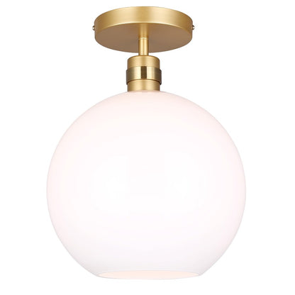 Canarm Monroe 11.75in 1-Light Pendant | Gold and Opal Glass | Kitchen Island & Entryway | 11.75 x 11.75 x 16 in | Model IPL1169A01GDP