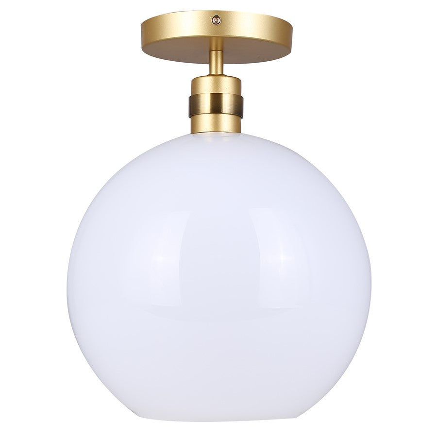 Canarm Monroe 11.75in 1-Light Pendant | Gold and Opal Glass | Kitchen Island & Entryway | 11.75 x 11.75 x 16 in | Model IPL1169A01GDP