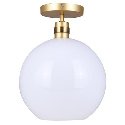 Canarm Monroe 11.75in 1-Light Pendant | Gold and Opal Glass | Kitchen Island & Entryway | 11.75 x 11.75 x 16 in | Model IPL1169A01GDP