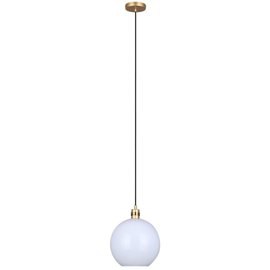 Canarm Monroe 11.75in 1-Light Pendant | Gold and Opal Glass | Kitchen Island & Entryway | 11.75 x 11.75 x 16 in | Model IPL1169A01GDP