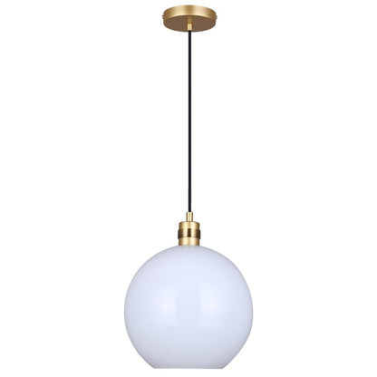 Canarm Monroe 11.75in 1-Light Pendant | Gold and Opal Glass | Kitchen Island & Entryway | 11.75 x 11.75 x 16 in | Model IPL1169A01GDP