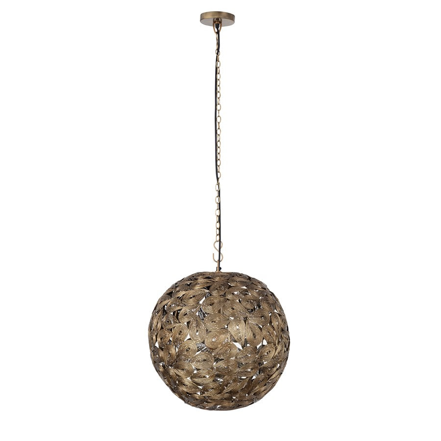 Canarm Kora 15in 1-Light Pendant | Antique Brass Iron | Kitchen & Bedroom | 15 x 15 x 17 in | Model IPL1184A01AB14