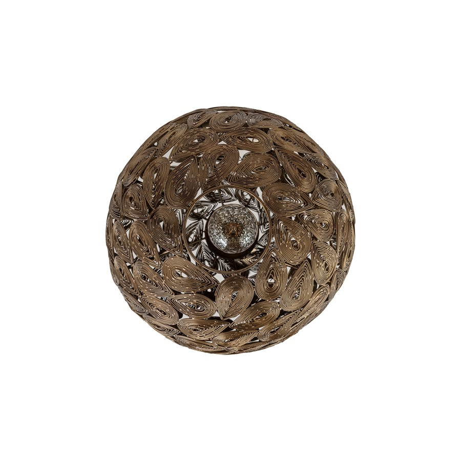 Canarm Kora 15in 1-Light Pendant | Antique Brass Iron | Kitchen & Bedroom | 15 x 15 x 17 in | Model IPL1184A01AB14